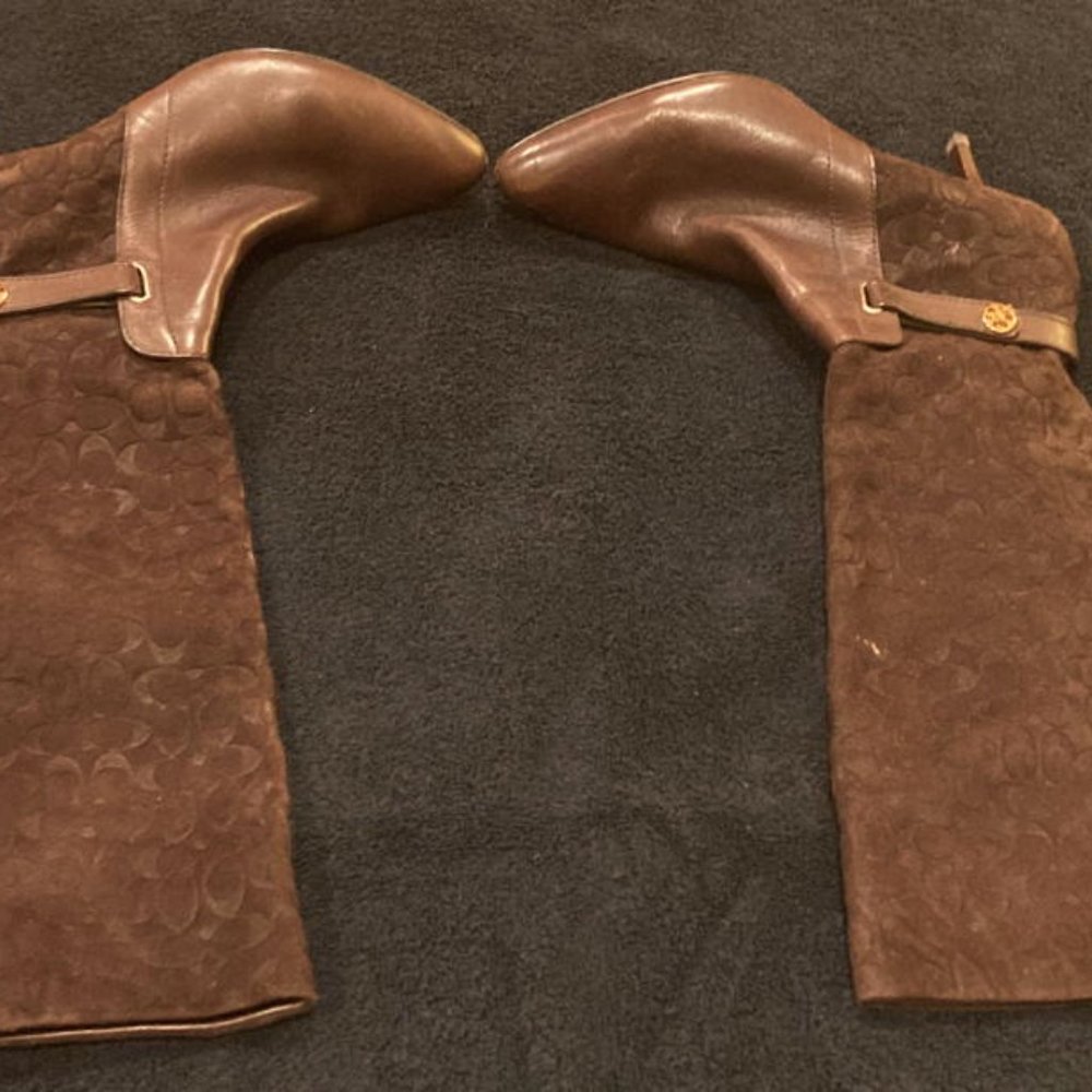 COACH Brown Suede High Heel Boot/Sz 8 B - Picture 3 of 5